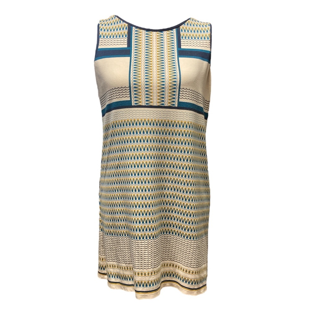 Green and blue patterned dress